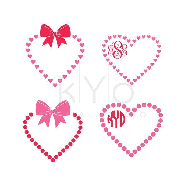 Download Heart Bow Monogram Frames Valentine Svg Cut Files