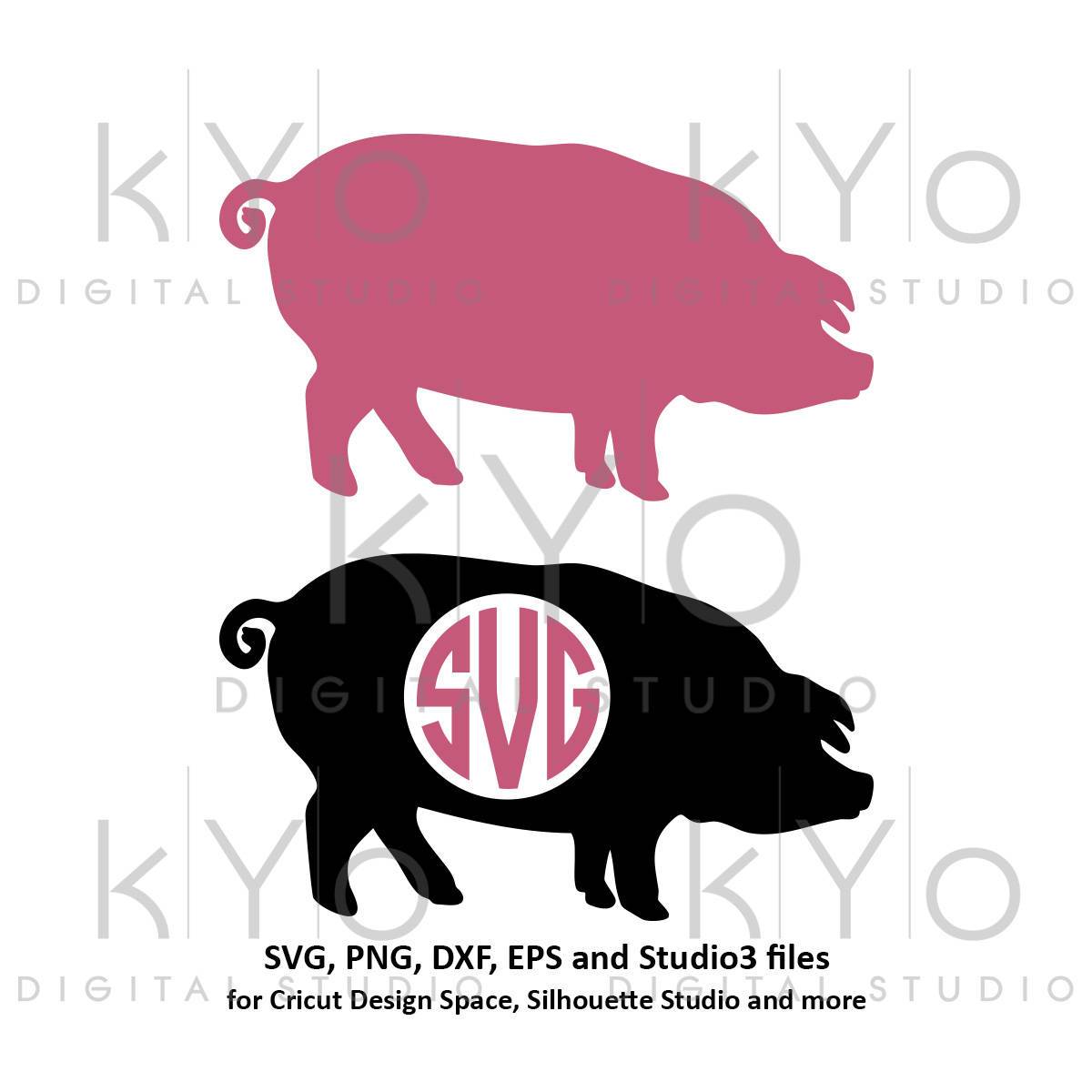 Download Pig SVG Pig Monogram SVG PNG dxf Studio3 cut files Farm ...