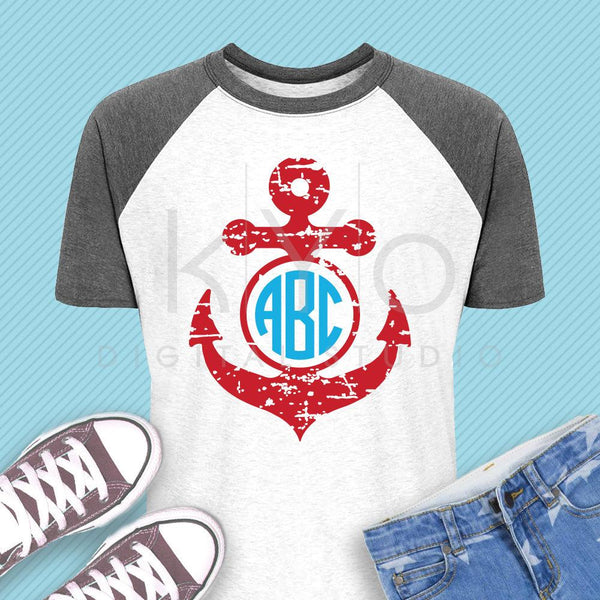 Download Distressed Anchor monogram svg Nautical svg Navy svg ...