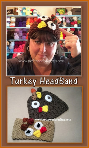 Turkey Gobble Headband EarWarmer Crochet Pattern