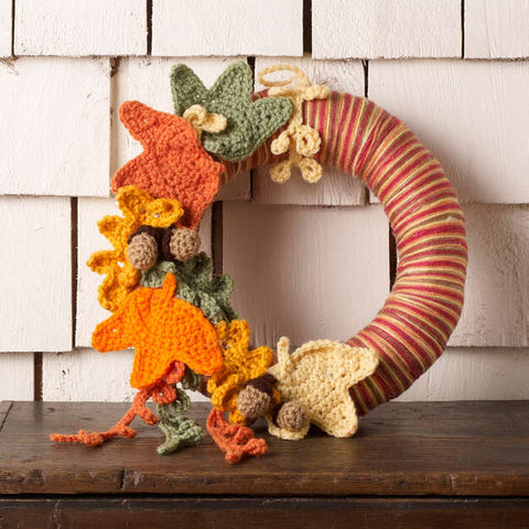 RED HEART AUTUMN LEAVES WREATH