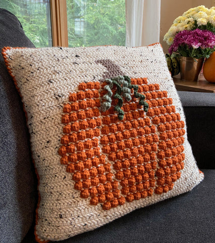 BOBBLE CROCHET PUMPKIN PILLOW FREE PATTERN