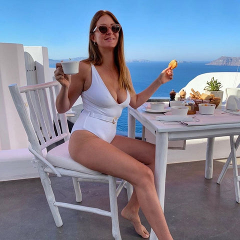 White Belted One Piece Millie Mackintosh