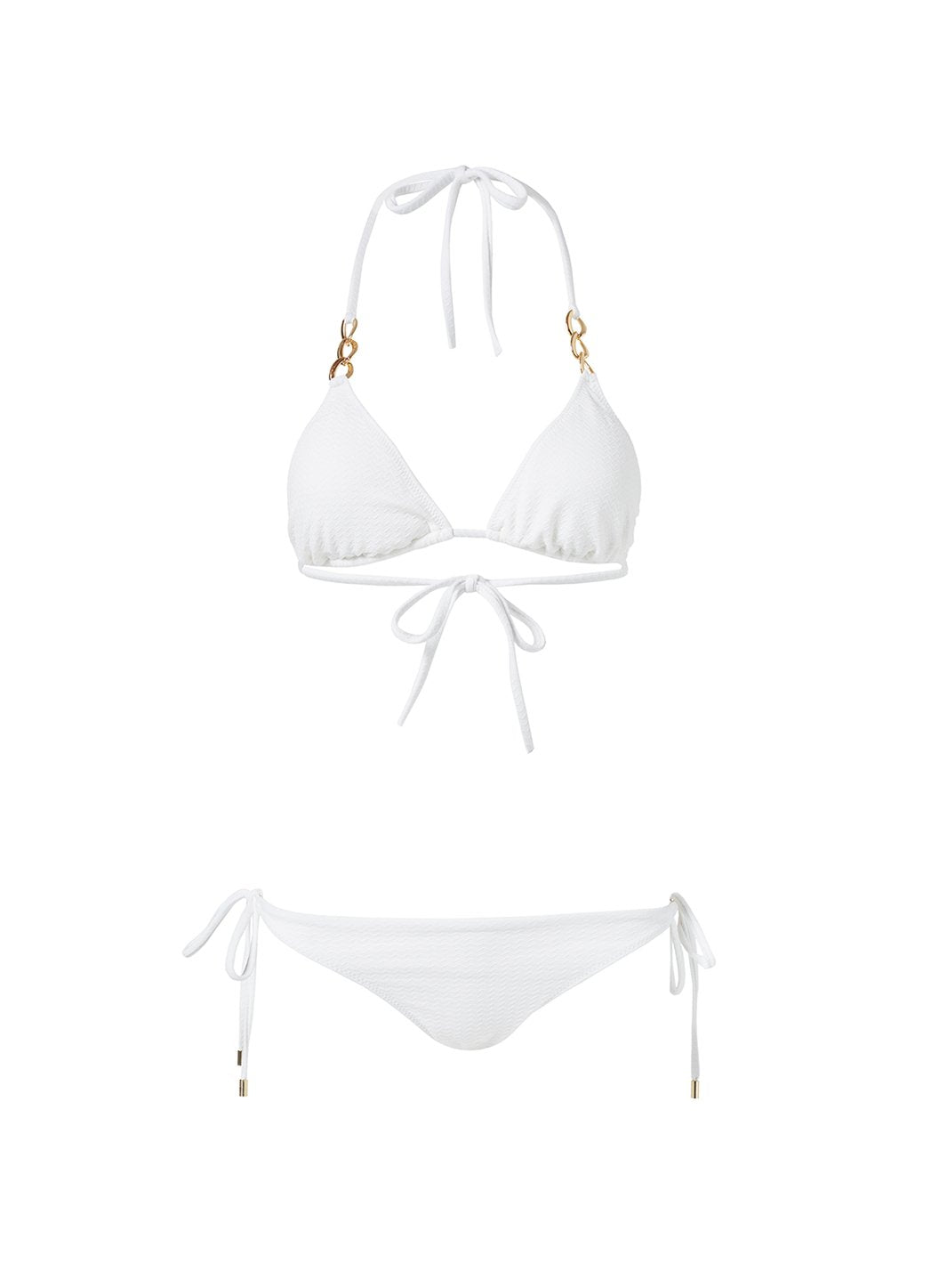 Melissa Odabash Gorda White Mazy Link Trim Triangle Bikini | Official ...