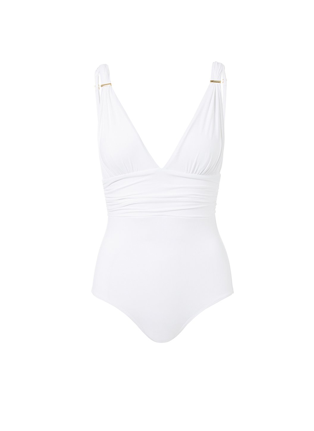 Panarea White Classic Over The Shoulder Ruched One Piece Swimsuit ...