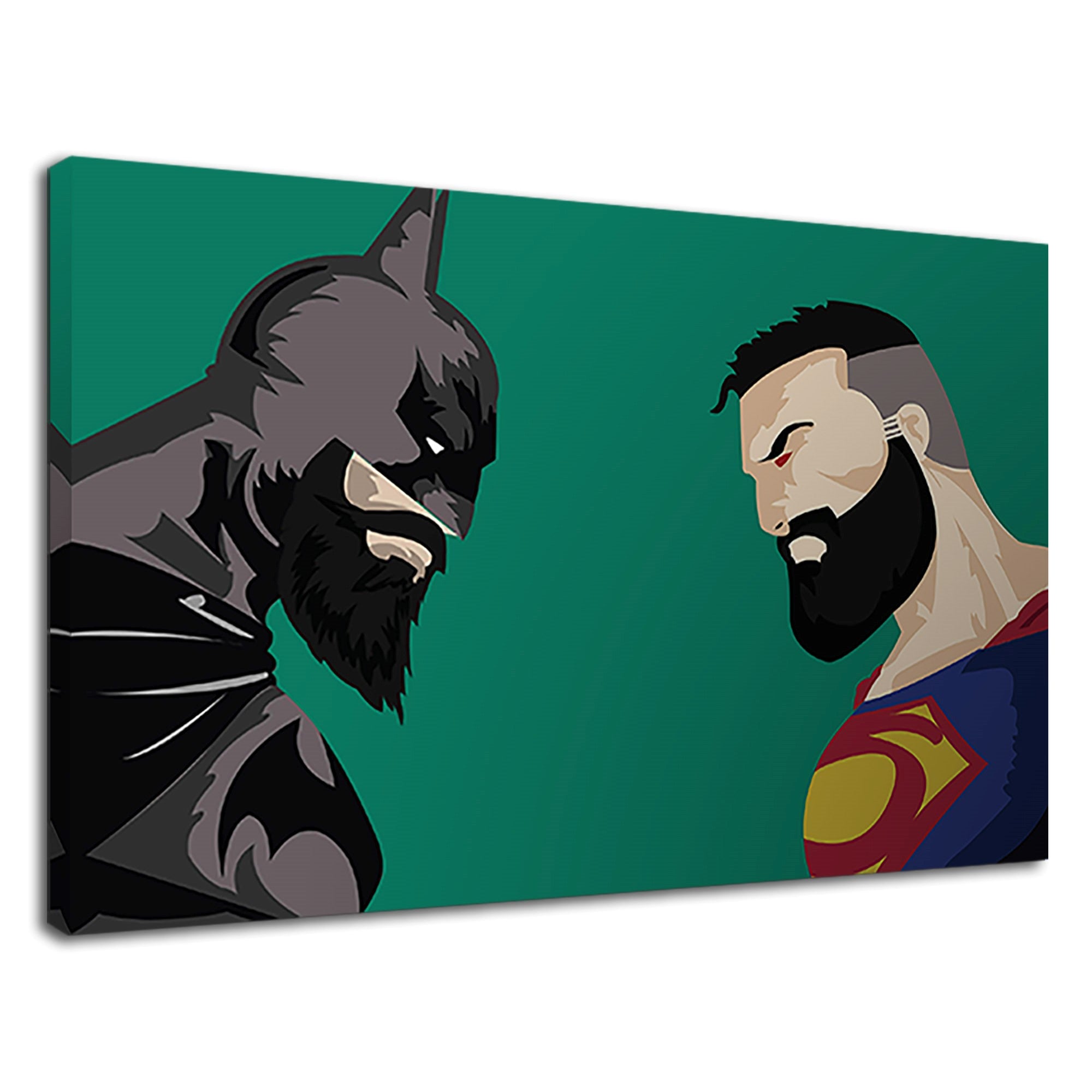 Funny Batman And Superman With Beard Digital Art – 