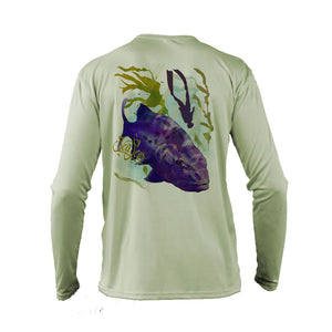 Custom Saltwater Long Sleeve Fishing Shirts UV Protection, Sea Wave Camo Fishing Shirts - IPHW1329 Kid Long Sleeves UPF / 2XL