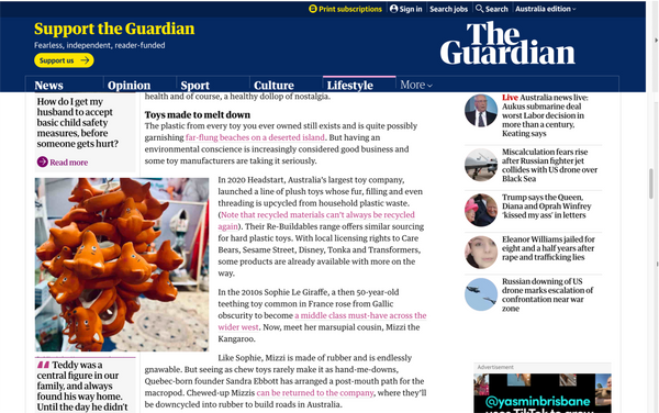 Mizzie The Kangaroo featured in The Guardian