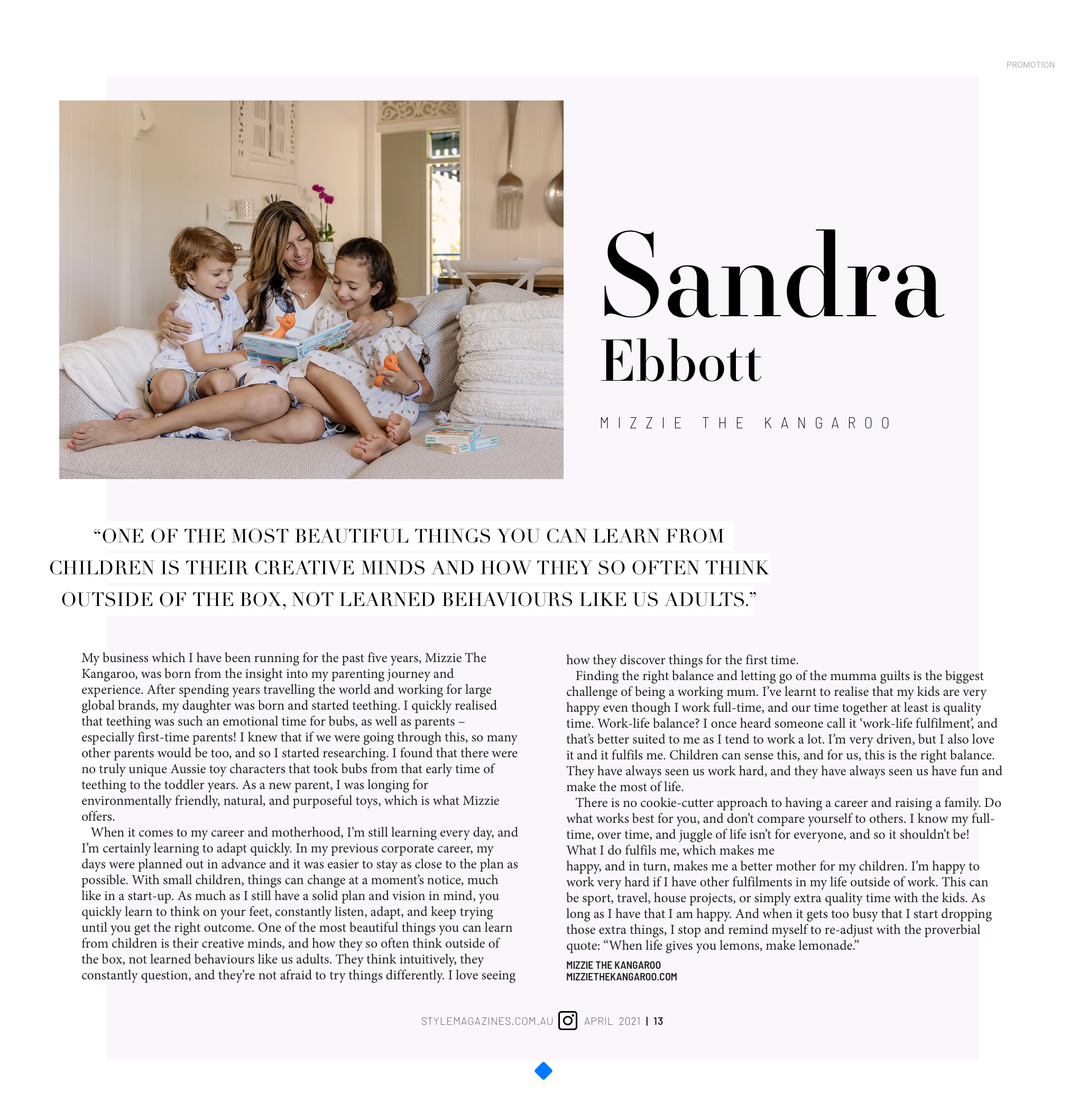 Sandra Ebbott in Style Magazine