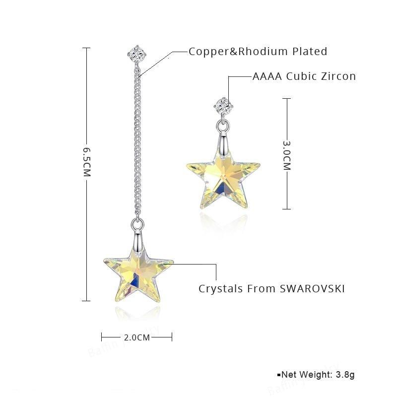 Asymmetric Crystal Star Earrings