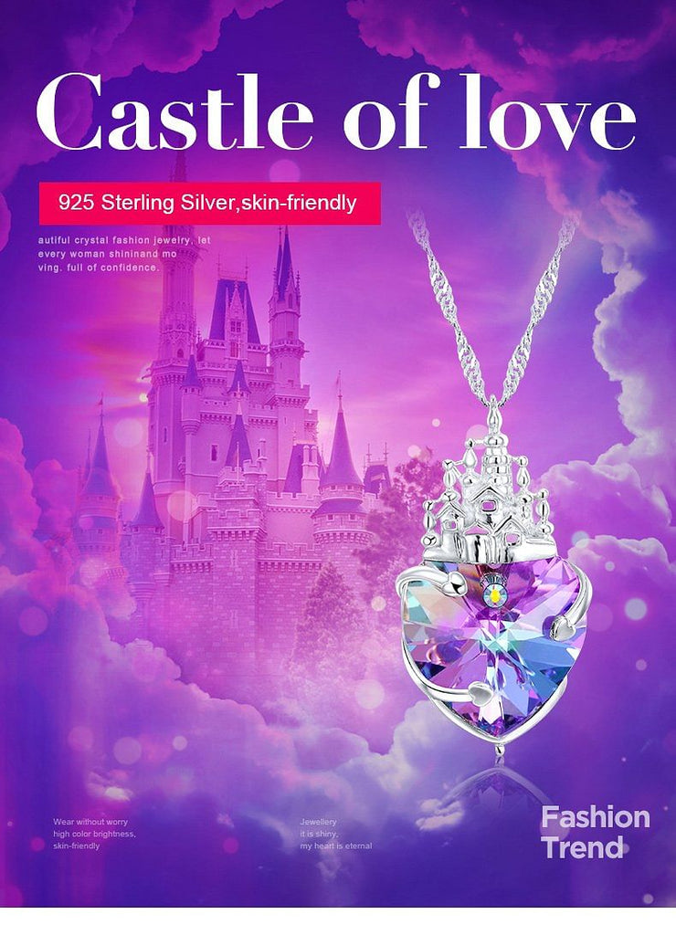 Love In Castle Heart Necklace | 925 Silver - Necklace - D’ Love • Swarovski Crystal - D’ Charmz