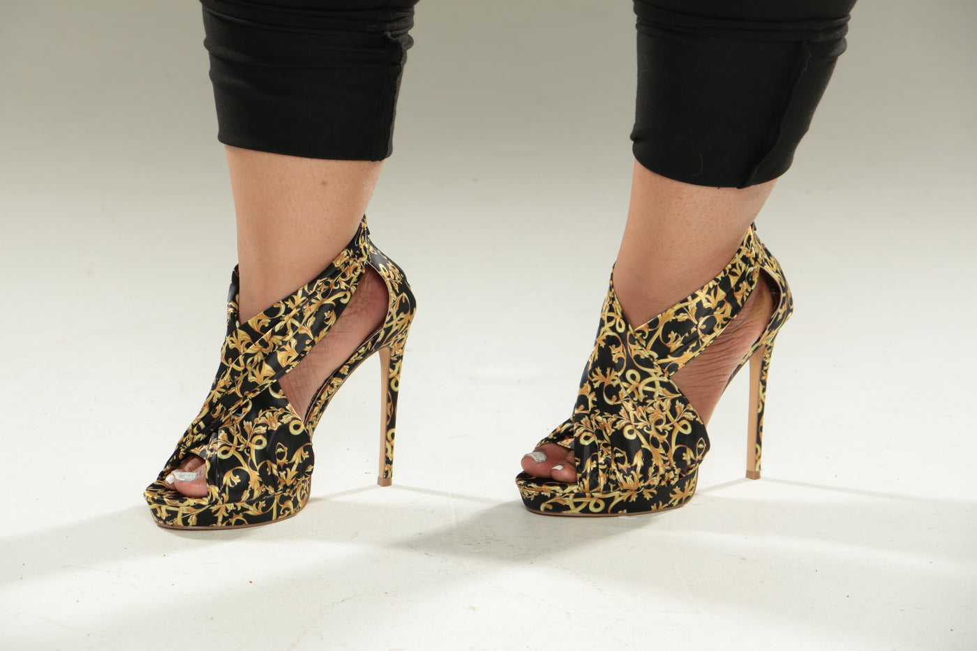 fancy gold heels