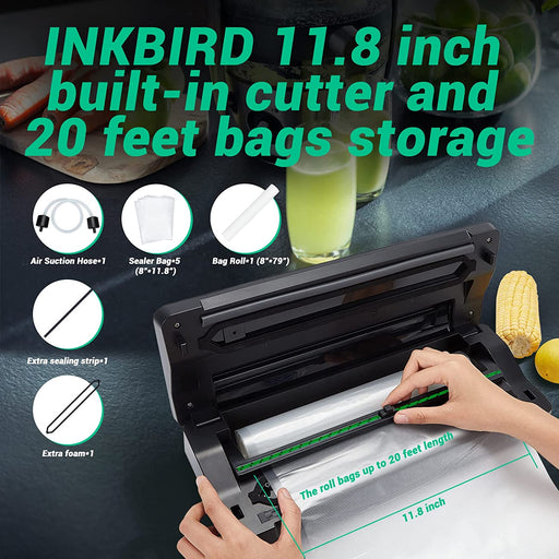 INKBIRD 4-in-1 Vacuum Sealer With Dry/Moist/Pulse/Canister Vacuum Packing  Modes With 5 pc Sealed Bags for Food Preservation Use