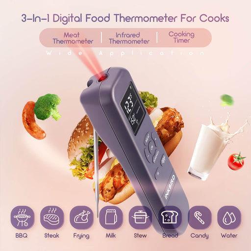 INKBIRDPLUS Temperature Gun Infrared Thermometer for Cooking, Digital Laser Thermometer Gun for Pizza Oven, Green