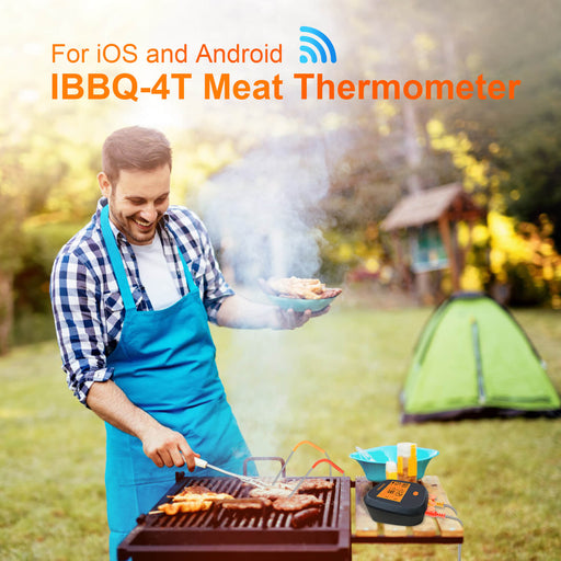  Bluetooth and WiFi Meat Thermometer IBBQ-4BW, Smart Wireless  Grill Thermometer, 4 Color Probes  Mobile Notification, High/Low Timer,  Rechargeable Digital Bluetooth Thermometer for Smoker Oven Kitchen : Patio,  Lawn & Garden
