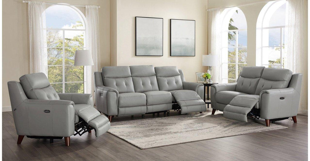 gray leather sofa and chair