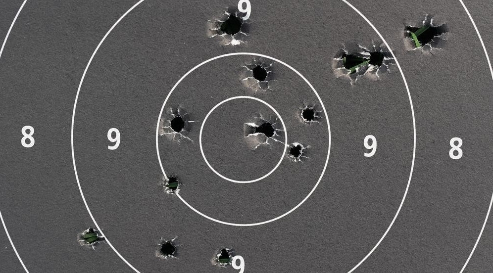 Paper target with shooting range numbers