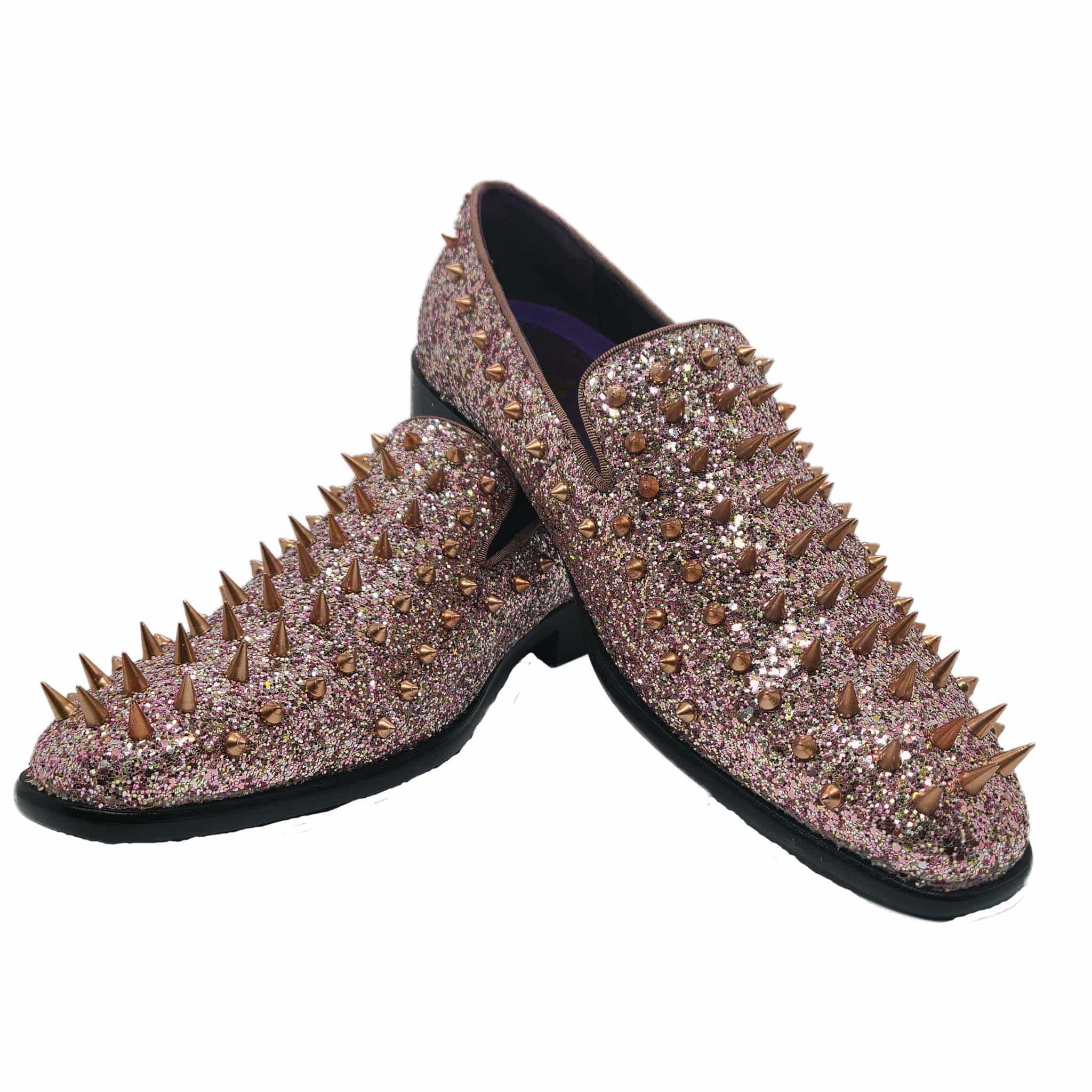 Men's Spiked Fashion Loafers in Rose Gold | D&K SUIT DISCOUNTERS
