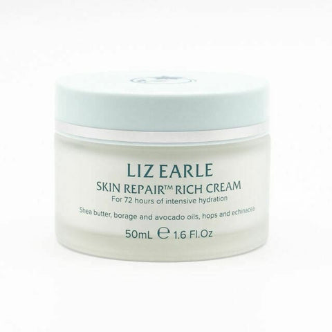 Liz Earle CLeanser in small glass jar with blue lid