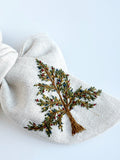Hand Embroidered Bow - Chunky - Off White - Christmas Tree