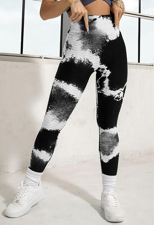 B4222XLDZ High Waist Full Length Legging with Shibori Tie-Dye