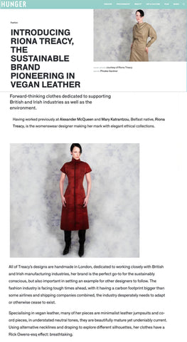 Riona Treacy Vegan Leather Hunger Magazine