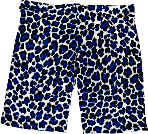 blue cheetah print biker shorts