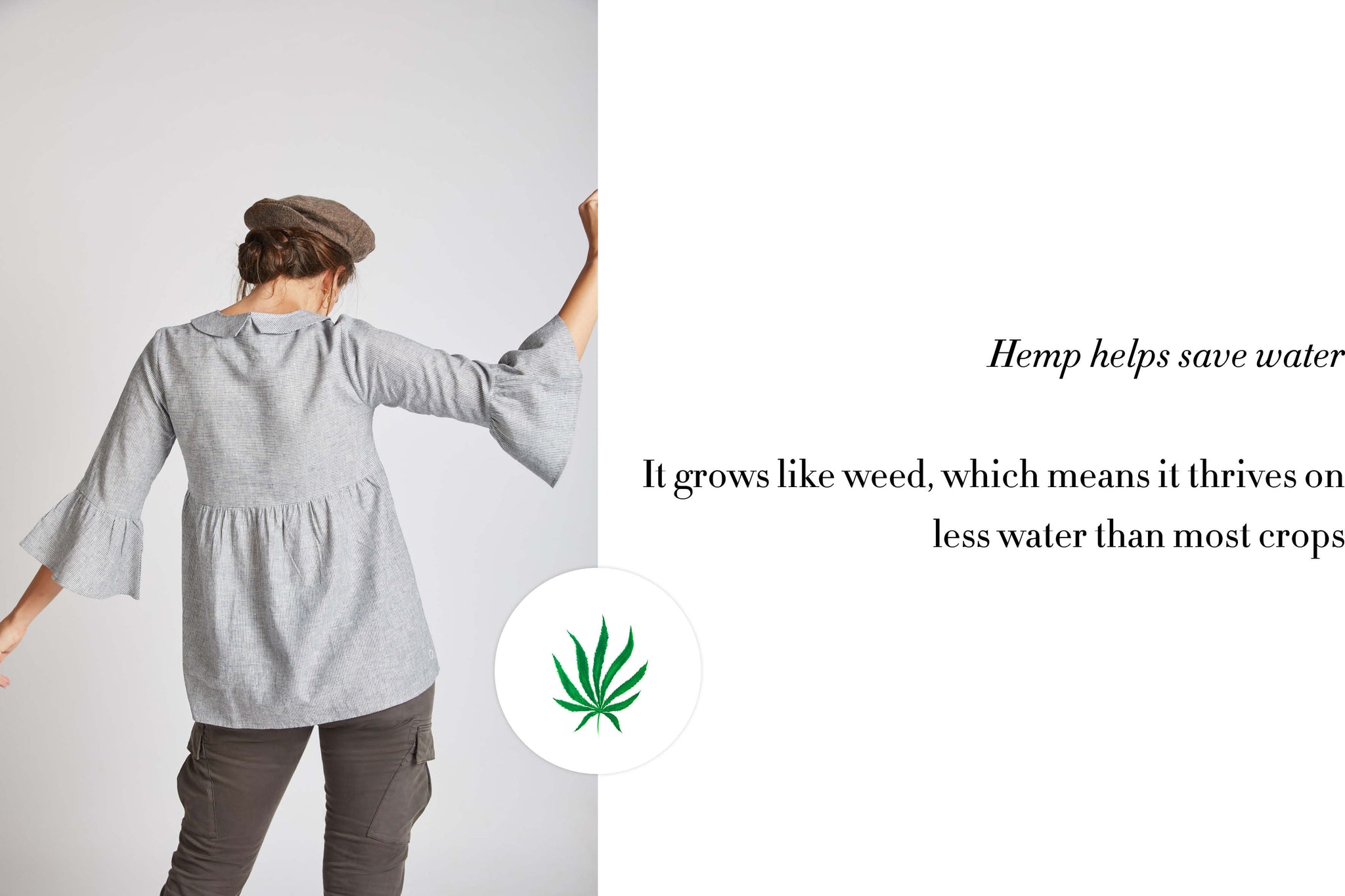 Hemp helps save water . It grows like weed , which means that it thrives on less water than most crops