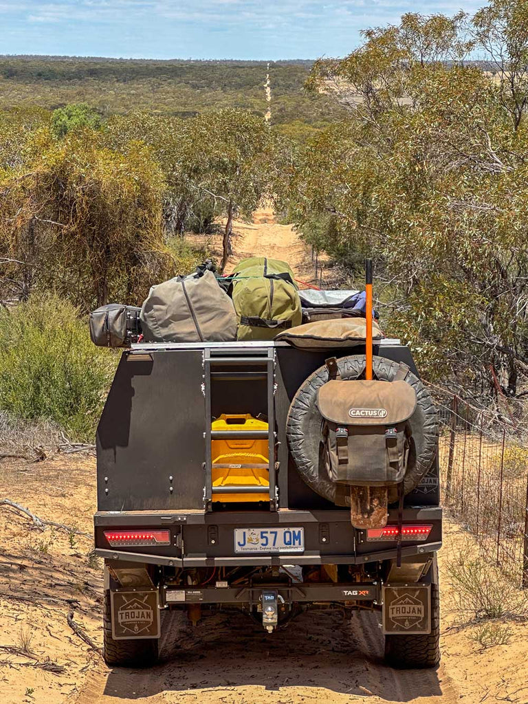 The full vehicle setup on the road, with a long way to go