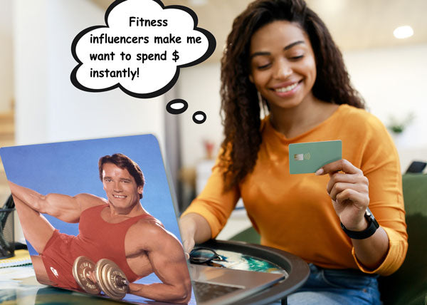 girl spending money because she sees fitness influencer