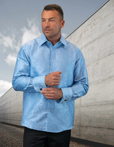 Men's Light Blue Cool Summer Dress Shirt