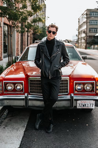 Man in Leather Jacket and Turtleneck