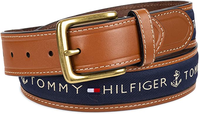 Tommy Hilfiger Ribbon Inlay Belt Single Prong Buckle - Franky Fashion