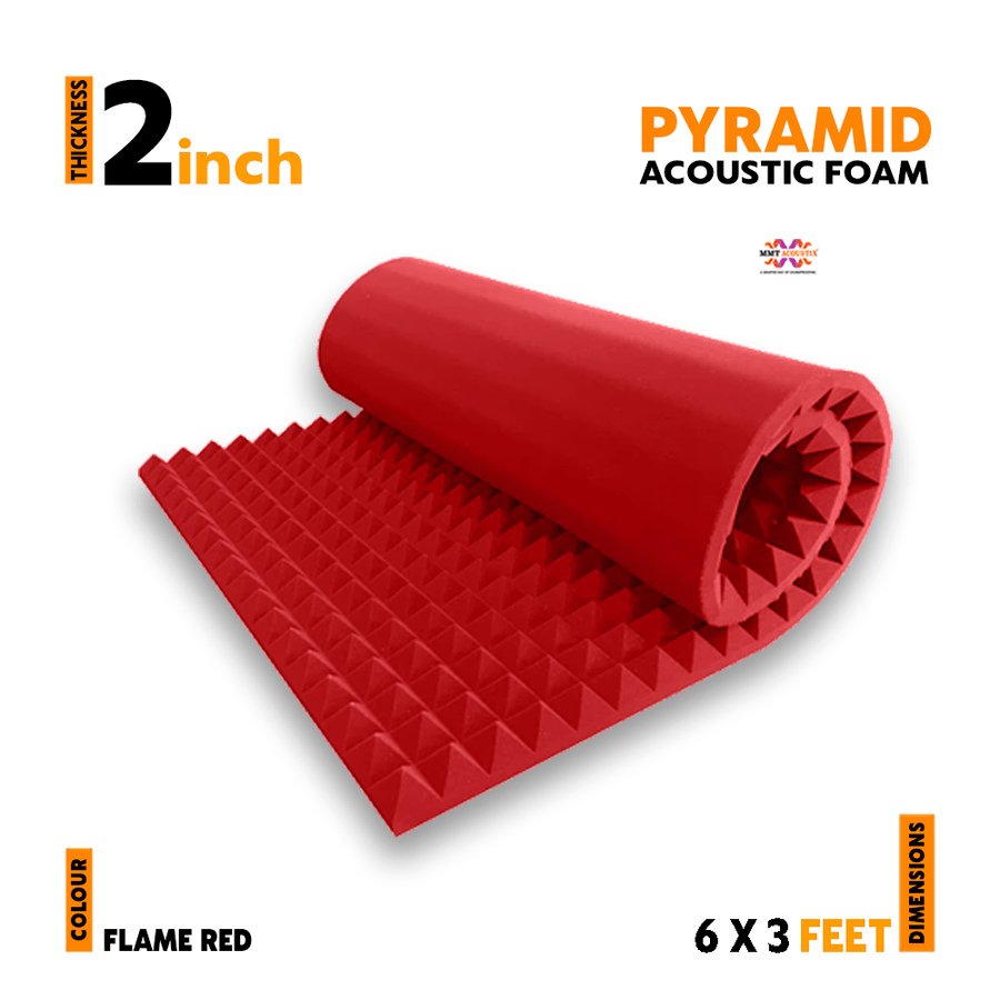 Undertrykke gyldige Ark Pyramid Acoustic Foam Panels for soundproofing and acoustic treatment |  Pyramid Soundproofing Acoustic Foam 6'x3' , Flame Red – MMT Acoustix
