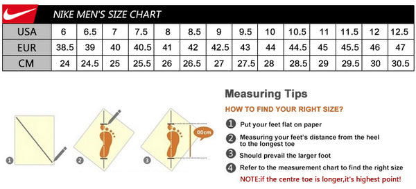 size chart for air force 1