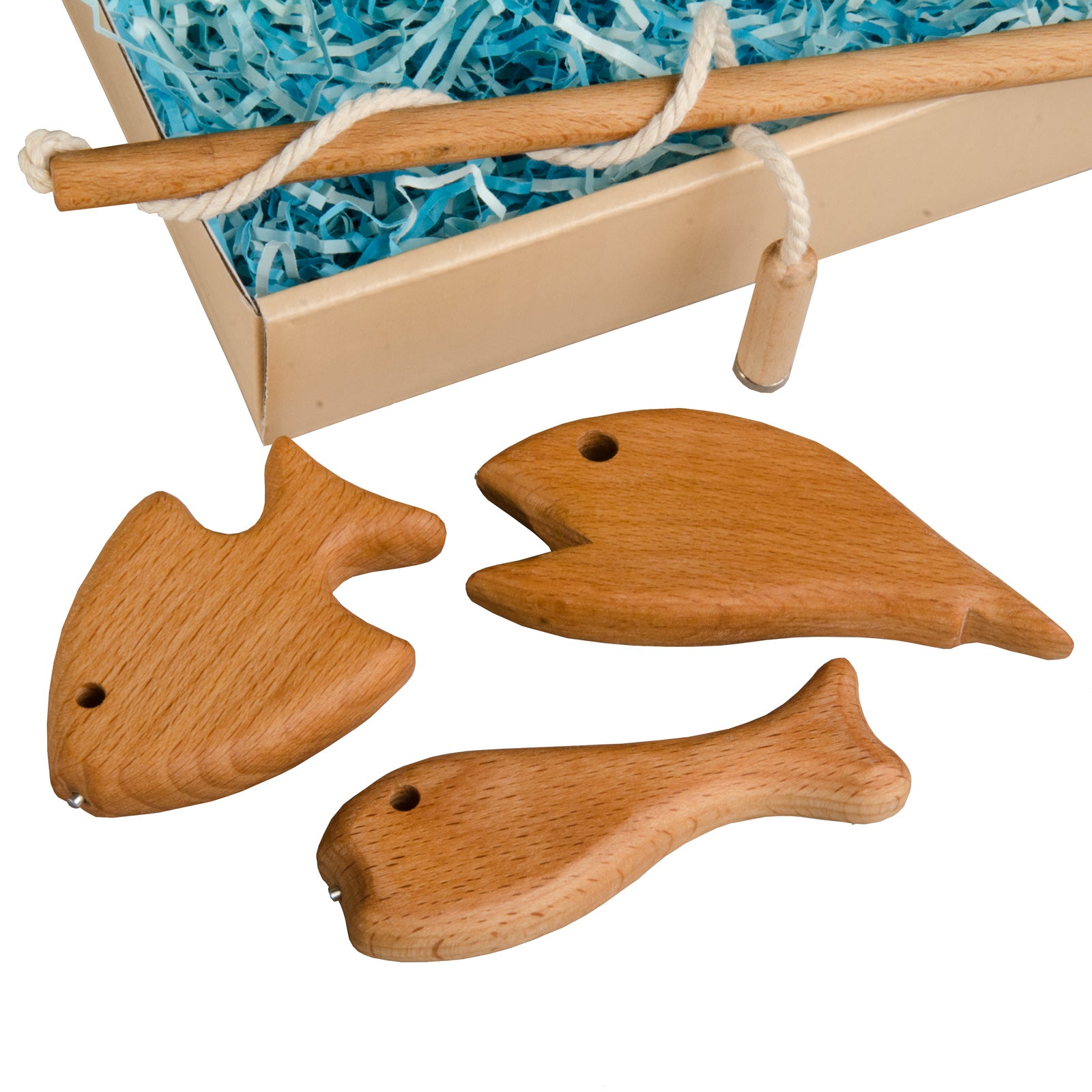 wooden magnetic fishing set