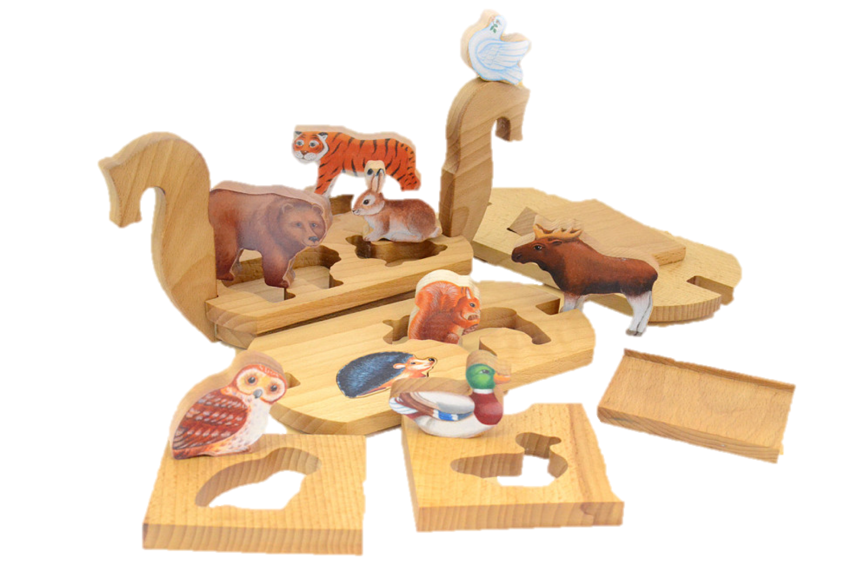 wooden noah's ark toy set