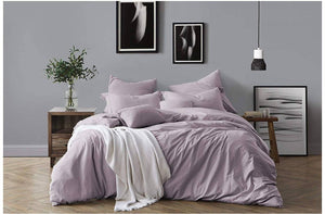 Swift Home 100 Cotton Washed Yarn Dyed Dusty Lavender Duvet Cover