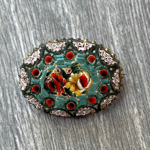 Italian Micro Mosaic Brooch from Bloomers and Frocks