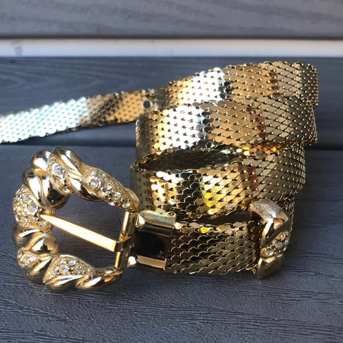 Whiting and Davis gold mesh belt