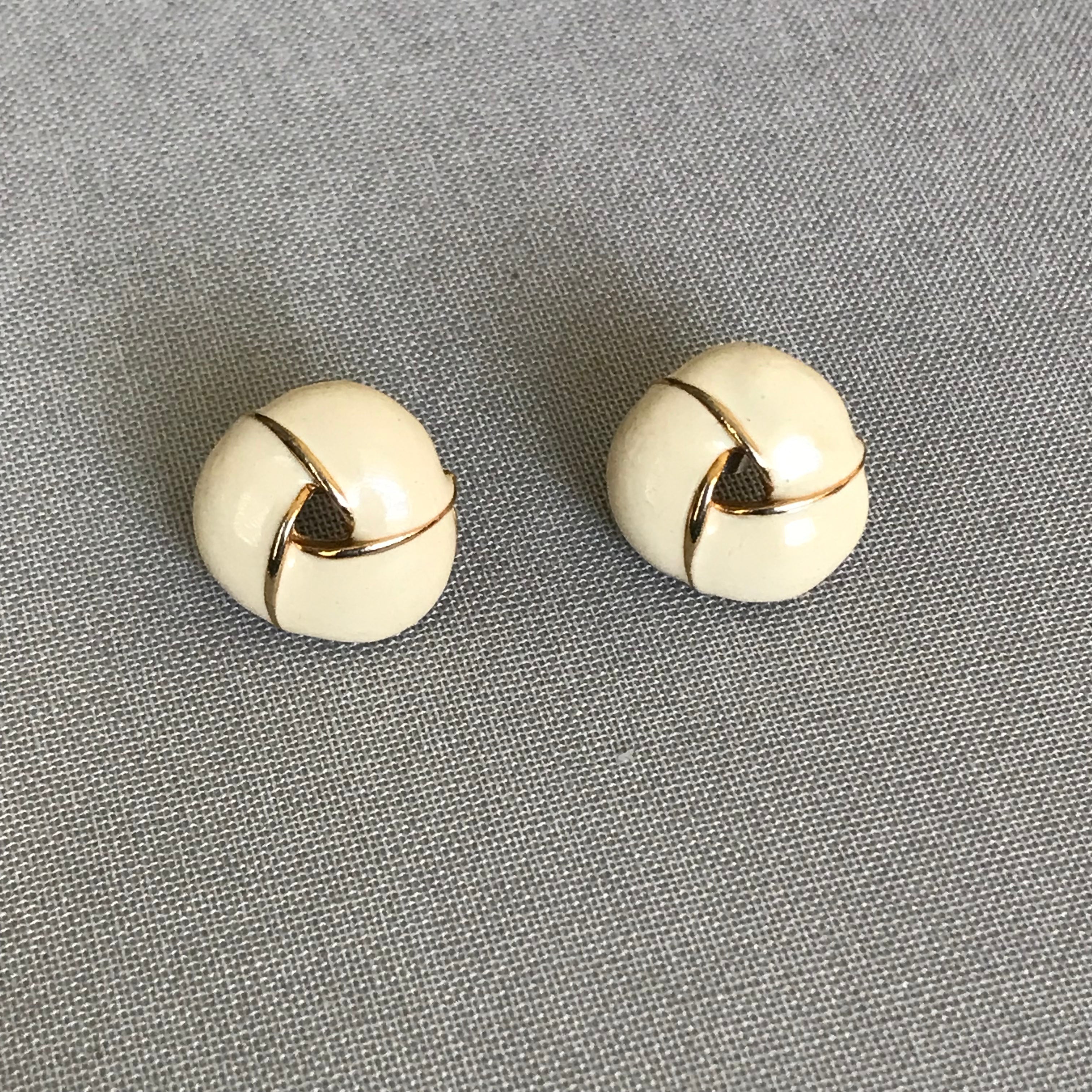 Enamel Cream Earrings
