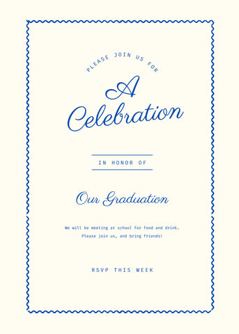 Invitación para graduación estilo vintage con colores crema y azul