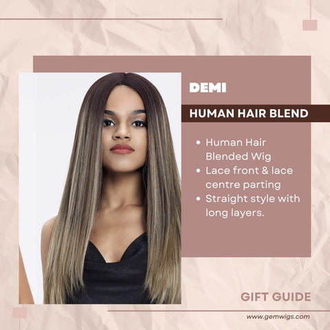 Demi Human Hair Blended Lace, straight wig, hair by Sleek