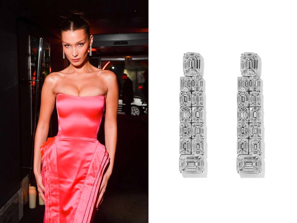 Bella Hadid in AS29 Diamond Earrings