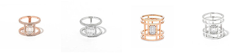 Illusion Double Rings in 18k Gold With Diamonds