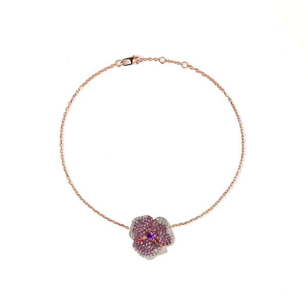Bloom Petit Flower Amethyst String Bracelet in String in Rose Gold