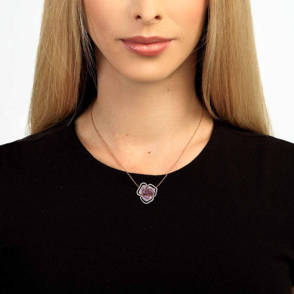 14 Karat Rose Gold Round Pink Amethyst Necklace | The Little Jewel