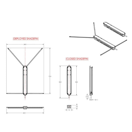 Taco ShadeFin W-Black Fabric, Bag & Fixed Rod Holder Mount Kit