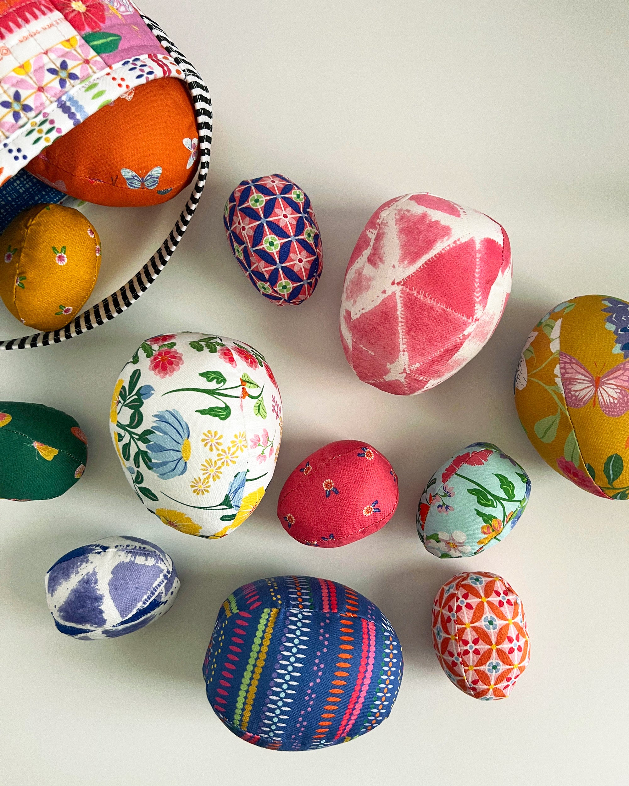 Fabric Easter Eggs coming out of Easter basket
