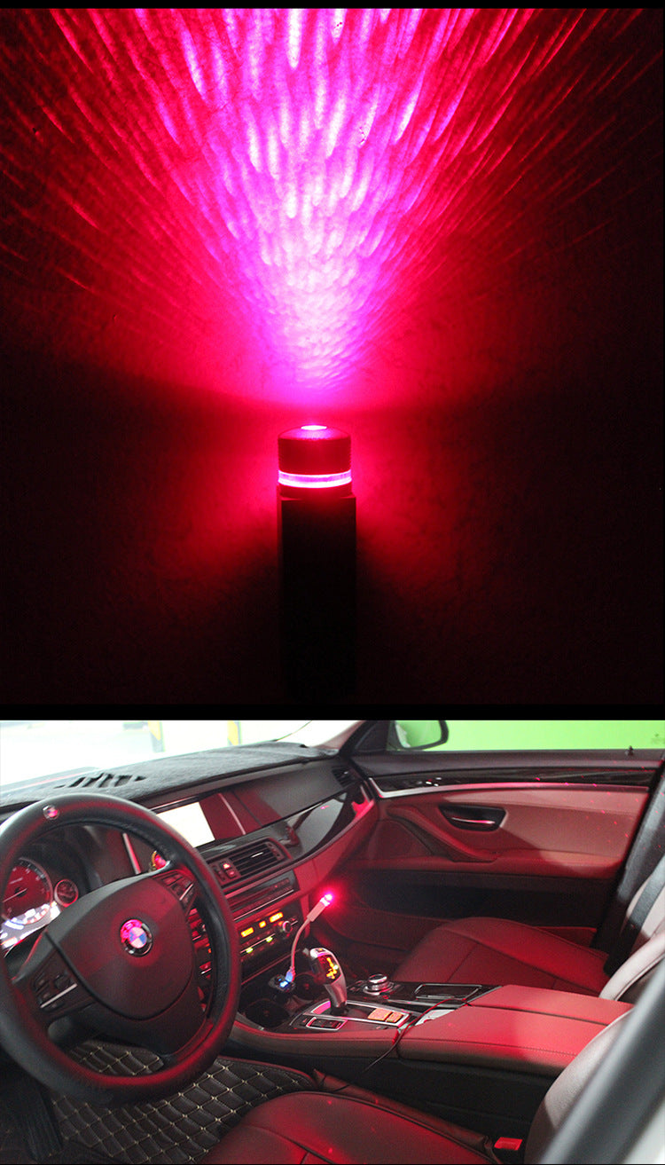 Car Interior Usb Lights Led Decorative Armrest Box Car Roof Full Star Projection Laser